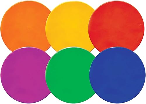 Champion Sports marcadores polivinílicos de 10 pulgadas para objetivos Ideales para entrenamientos y simulacros Juego de 6 en verde naranja púrpura
