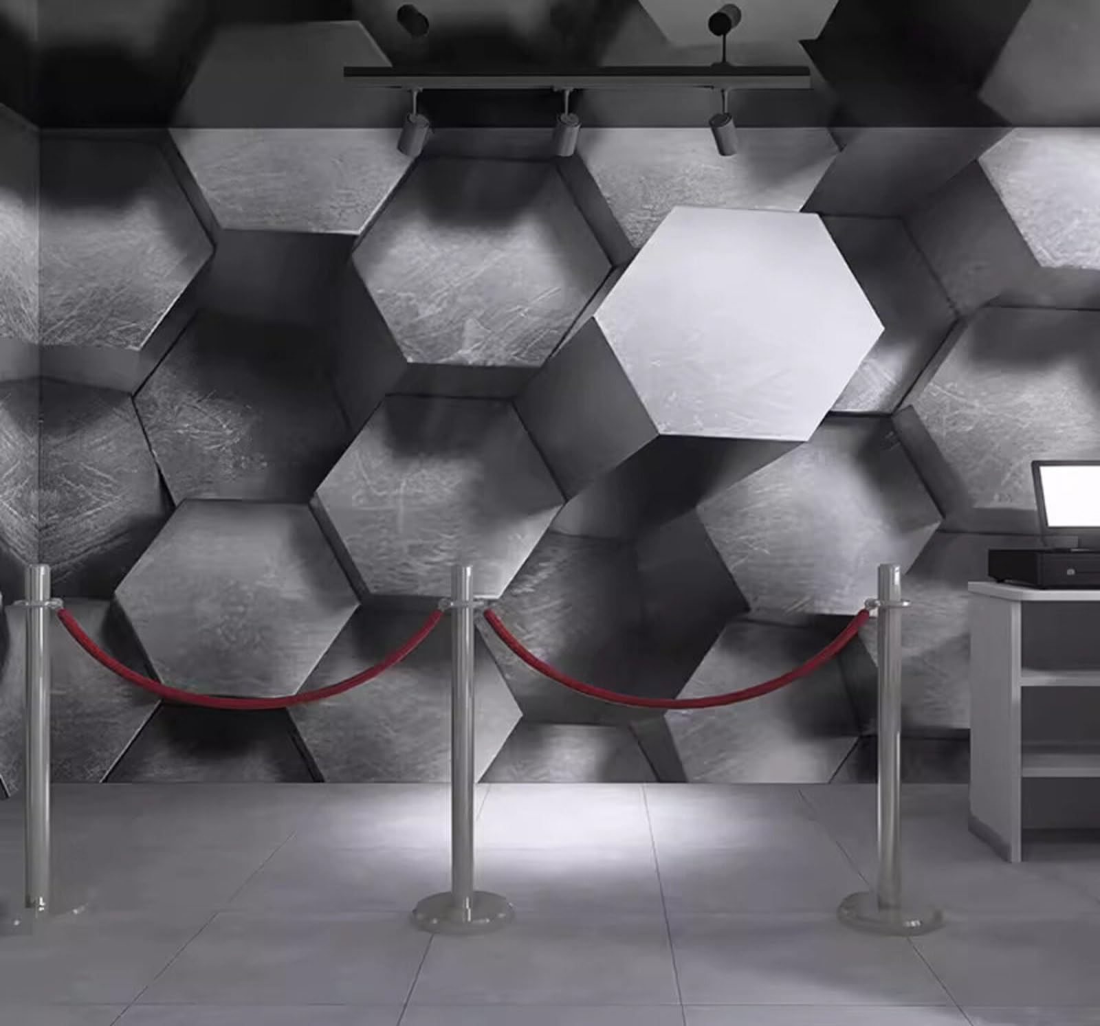 Wallpaper-3D-Xlm 200Cm×140Cm(B×H) Creative Three Dimensional Geometric Hexagonal Industrial Style 3D Wallpaper Easy Install Feature Office Living Room Sofa Bedroom Tv Background Wall Decoration-200Cm×140Cm