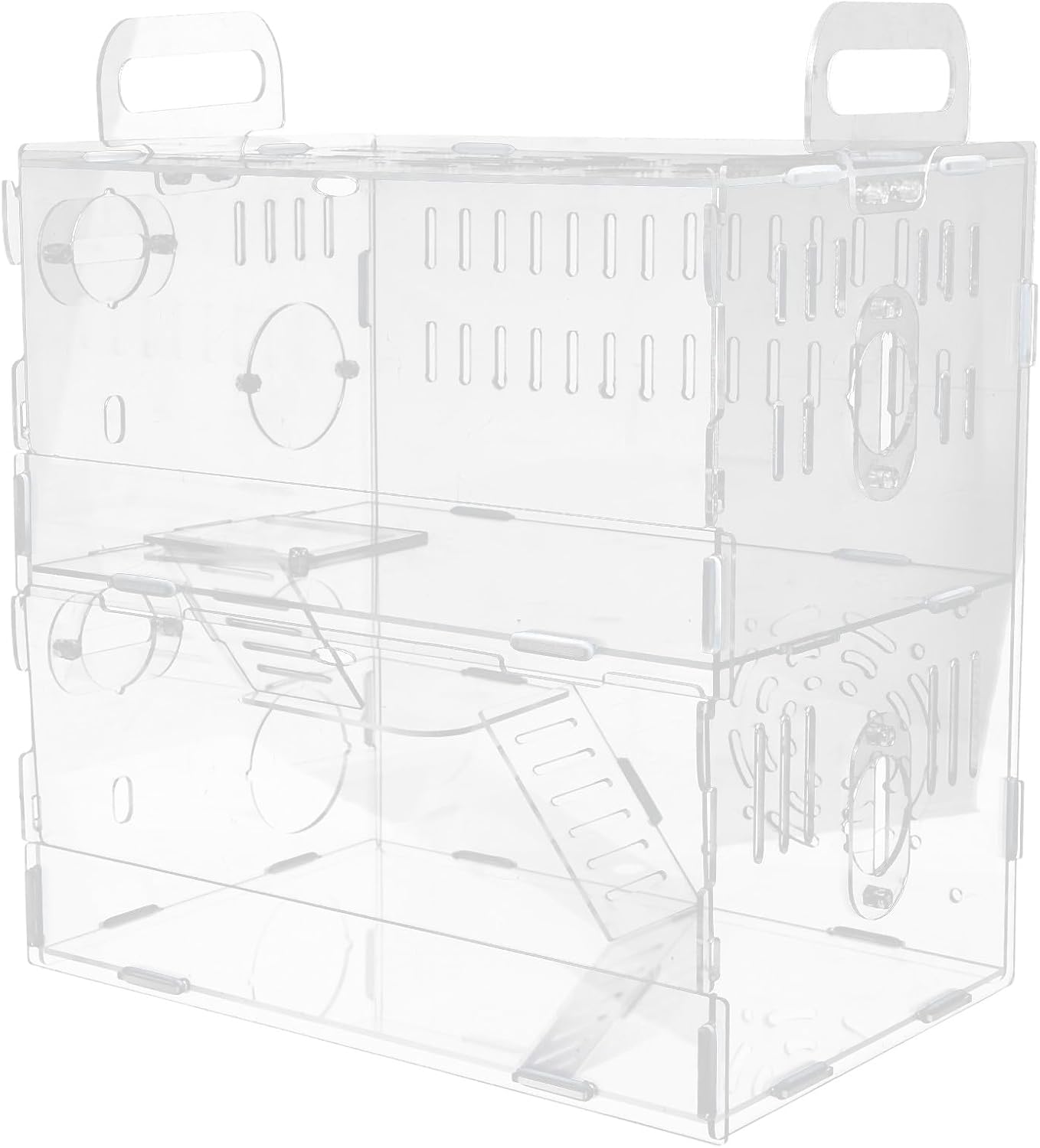 Acrylic Hamster Cage Small Animal House Guinea Pig Castle Villa 30×20×30cm Double-Layer Pet Habitat Suitable for Hamsters and Chinchillas