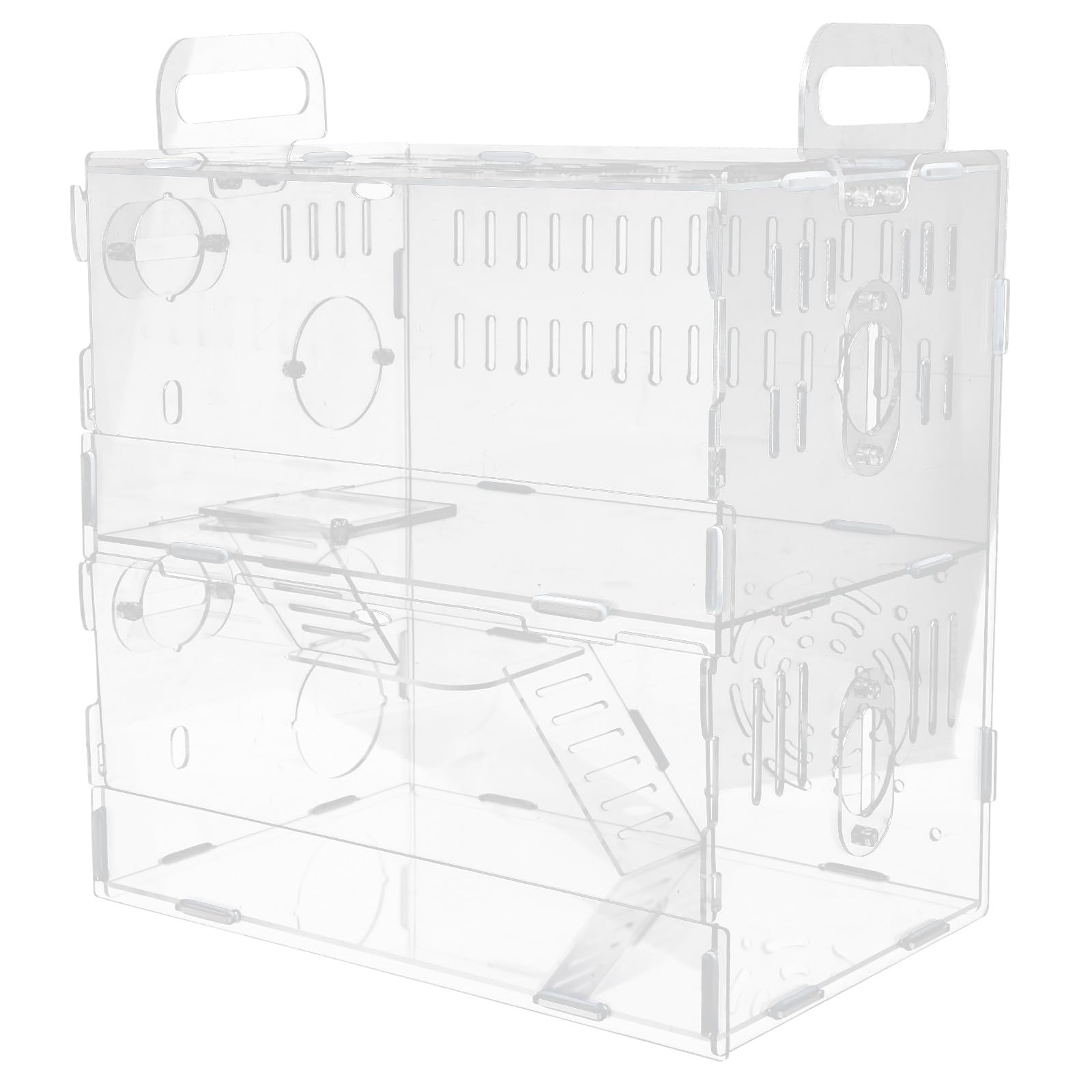 Cage à hamster transparente double étage finie la litière au sol