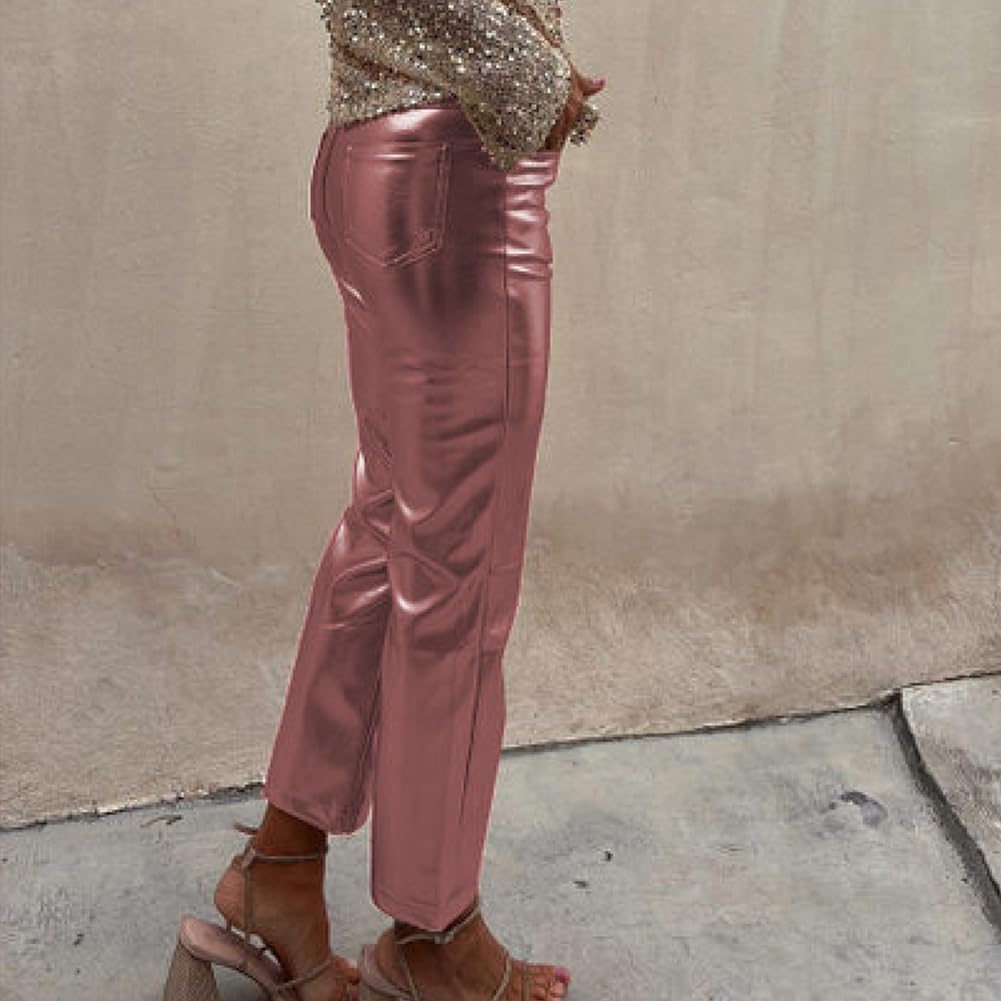 Shiny Metallic Women's Holographic Glitter Rave Dance Cropped Pants - Image 6