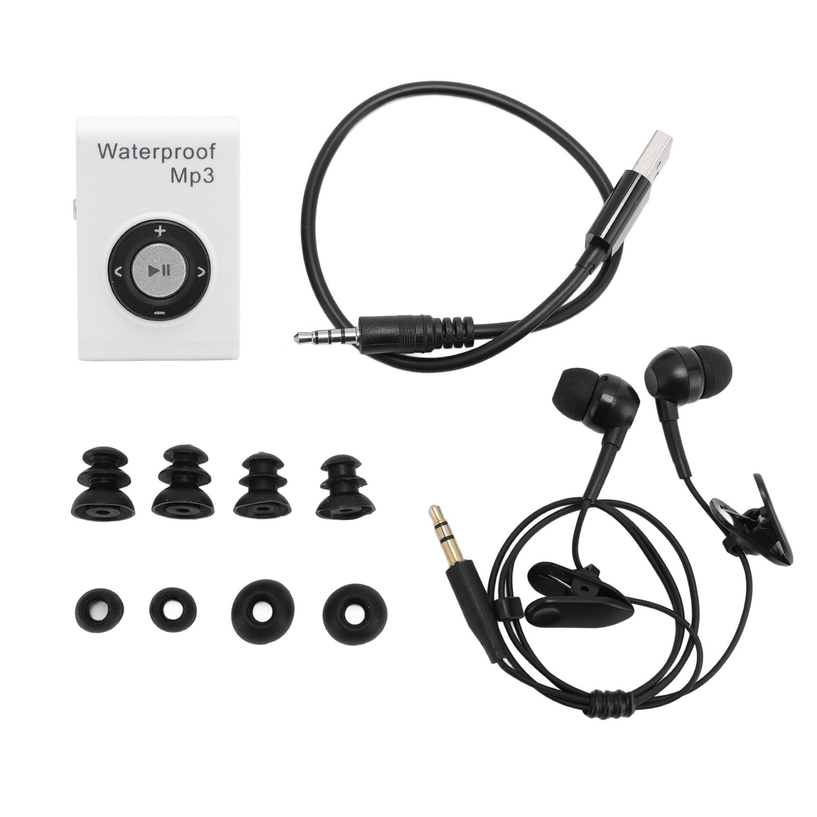 Lecteur Mp3 Imperméable IPX8, Lecteur de Musique avec Clip Arrière, intégré à 8 Go de Mémoire, Mp3 sous-Marin avec Casque pour Surf, Sports Natants, Course (White)