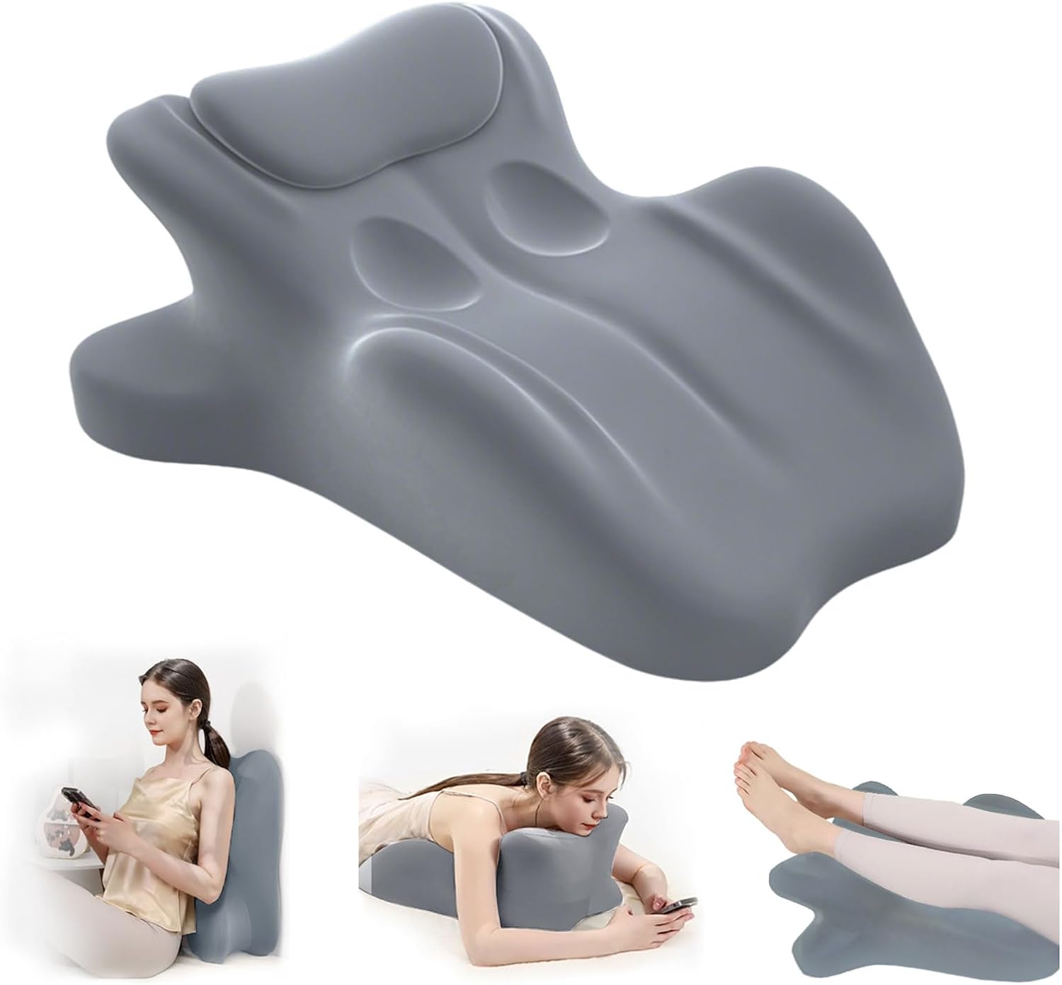 Multi-Functional Support Pillow, Reading Wedge Pillow for Bed, Knee Support Leg Elevation, Ergonomic Foam Wedge for Acid Reflux, Back Pain Relief & Couples Sleeping,Pink