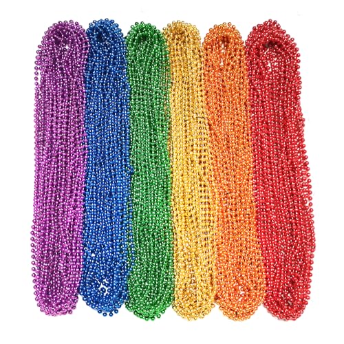 Becfupo 100 Pcs Pride Beads Necklaces Bulk, LGBTQ Metallic Rainbow Bead Necklaces For Pride Month Dress-up Accessories, Gay Lesbian Party Favors