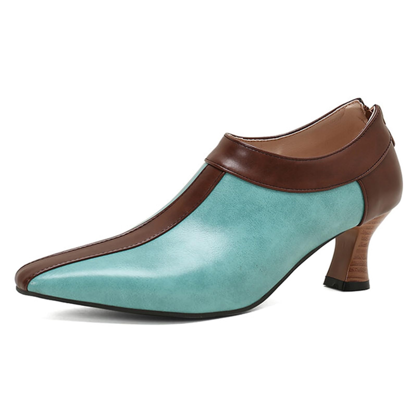 Alyaafifa Kitten Heel Booties Pumps for Women Closed Pointed Toe 2 Inches Low Heel Ankle Boots Shooties with