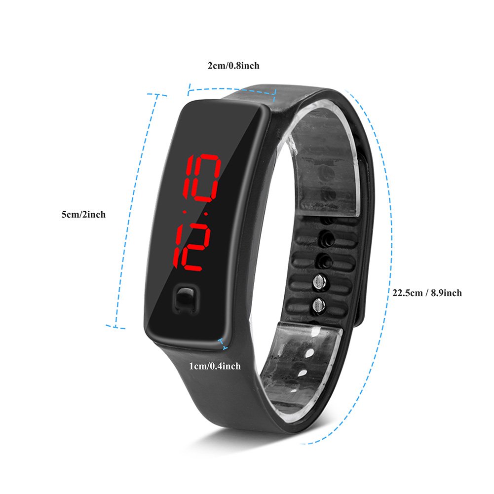 Ejoyous Inteligentny zegarek, elektroniczny wyświetlacz LED, sportowy zegarek cyfrowy z silikonowym paskiem dla mężczyzn i kobiet, smartwatch z 12-godzinną tarczą do aktywności na świeżym powietrzu i wewnątrz, biegania, wspinaczki, wędkowania