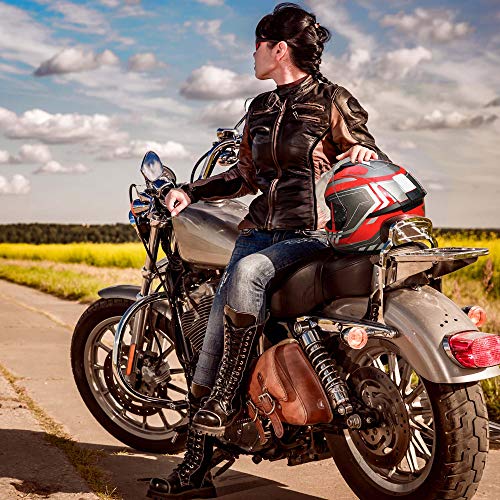 Ahr Full Face Motorcycle Helmet Lightweight Street Bike Helmet With Storage Bag Great Ventilation & Streamlined Design For Touring Racing, Run-F3 Dot Approved (Red, Xx-Large) #TOP7