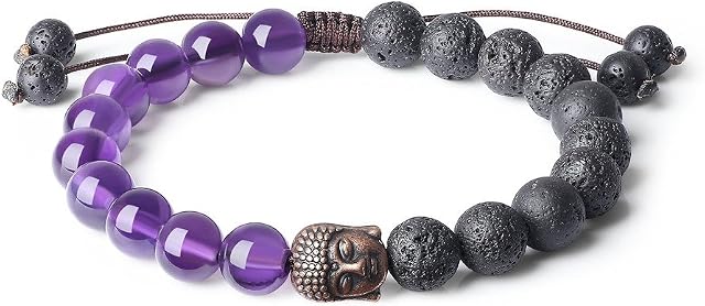 COAI Mens Womens Buddha Head Prayer Stone Beaded Bracelet