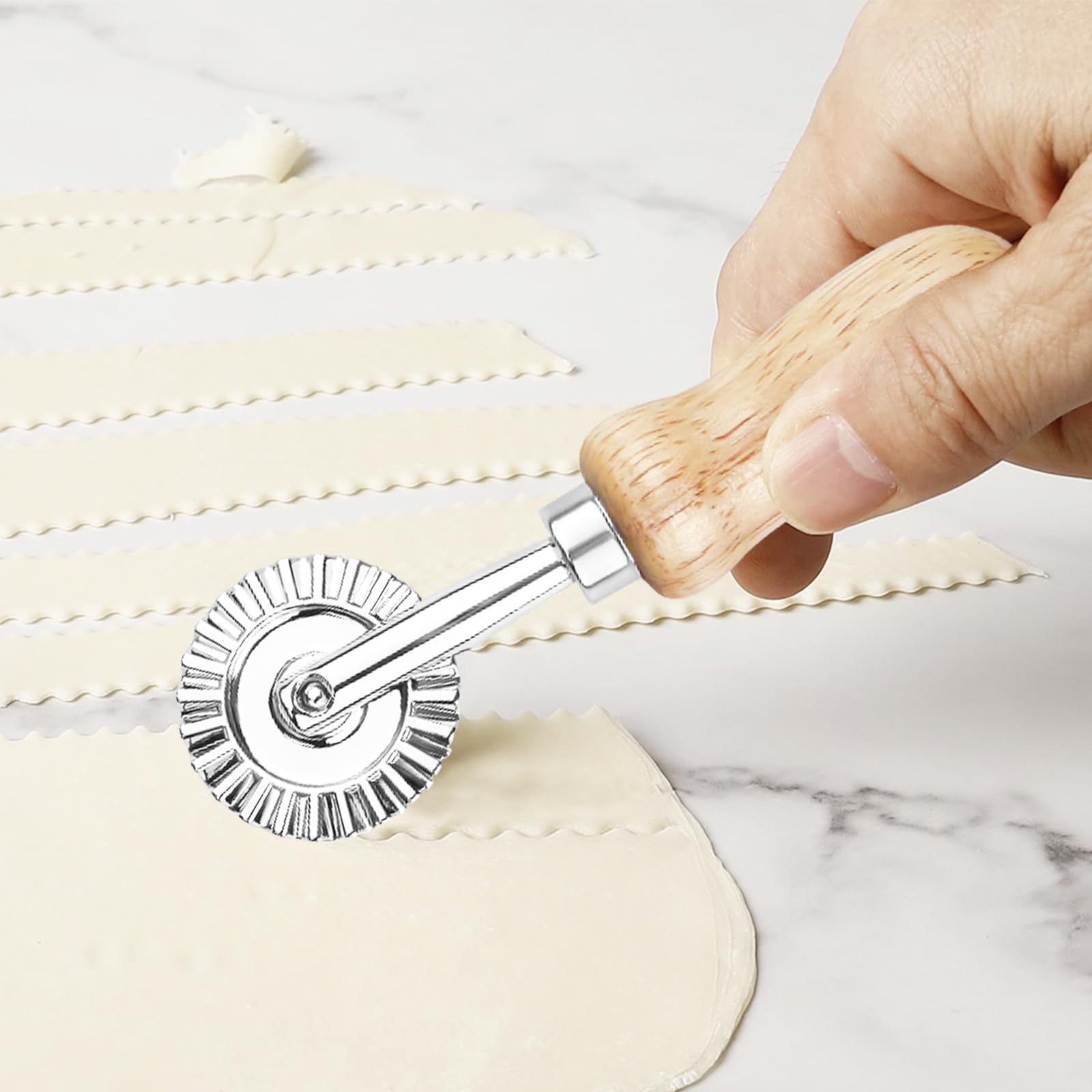 Set 4 Stampini Per Ravioli Con Manico In Legno - Tagliapasta Multiuso Per Casa E Cucina | Rotella Per Pasta - Foto 4