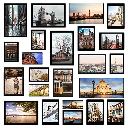 YISMEET Magnetic Photo Picture Frame, Photo Collage for Refrigerator, Holds 4X6 inches, 3.5X5 inches, 3X4.5 inches, 2.5X3.5 inches, and a Free Combination Dimensions, 15 Pack, Black…