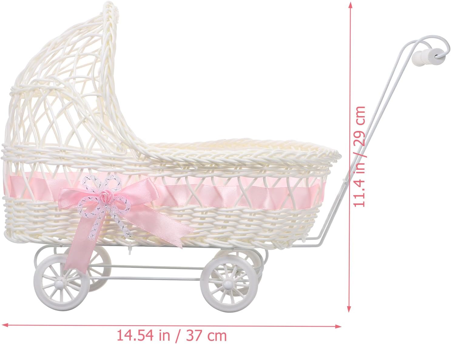 Cabilock Woven Basket Wicker Baskets Mini Fruit Desktop Organizer Rattan Decor Flower Trolley Cart Small s for Favors Wicker Doll Stroller Baby Pp Storage Flower