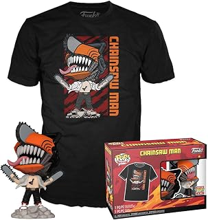 Funko Pop! & Tee: CSM - Chainsaw Man Leaping - Large - T-Shirt - Kleidung mit Vinyl-Sammelfigur - Geschenkidee - Spielzeug und Kurzärmeliges Top Für Erwachsene Männer und Frauen - Anime Fans