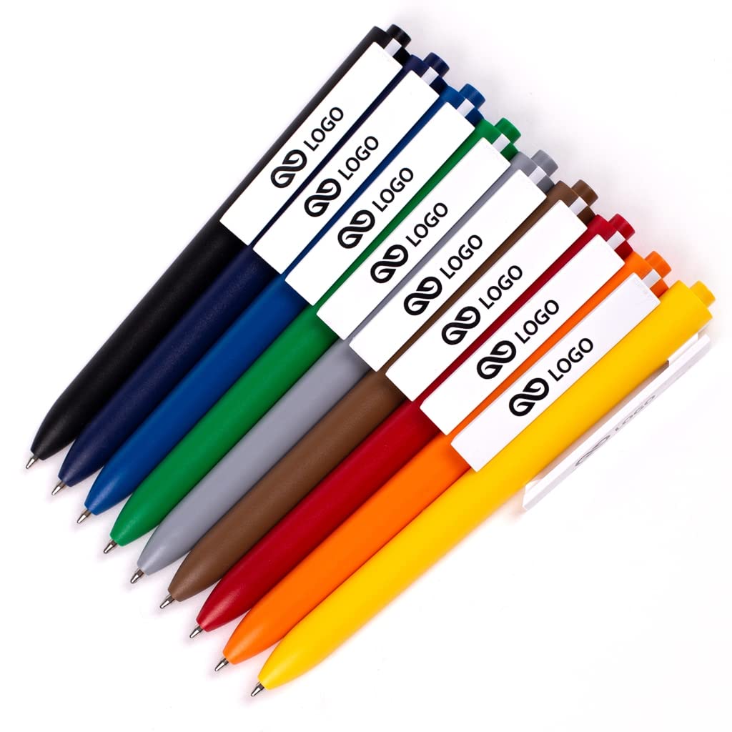 WPRO Kugelschreiber Albert 100 Stk – inkl. einfarbigem Aufdruck auf Schaft oder Clip, 55x7 mm, personalisierbar mit Logo, blau schreibend, Kunststoff – Werbeartikel, 10 Farben