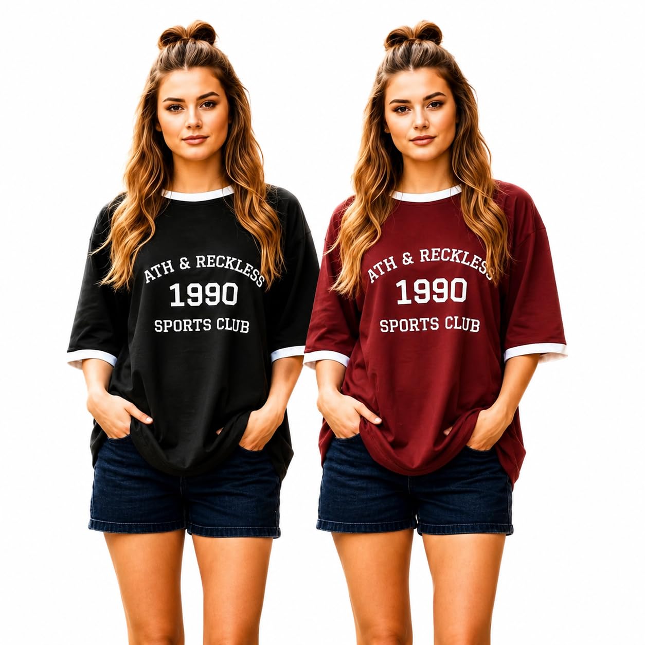 tqh Oversized Tshirt for Woman | Tshirt for Women | Tops for Women Western | Women's Tops | Woman Tee Loose Fit Drop Shoulder Printed T-Shirt for Casual Summer College Travel Pack of 2-picture-15