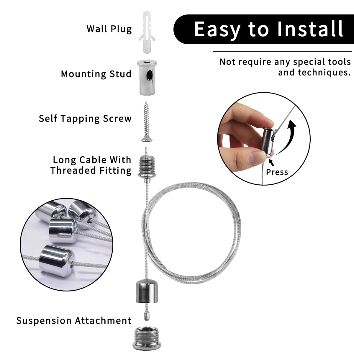 8 Funi Regolabili In Acciaio 1.5mm X 1.5m - Per Appendere Lampadari, Tende, Poster, Capacità 15kg - Foto 8