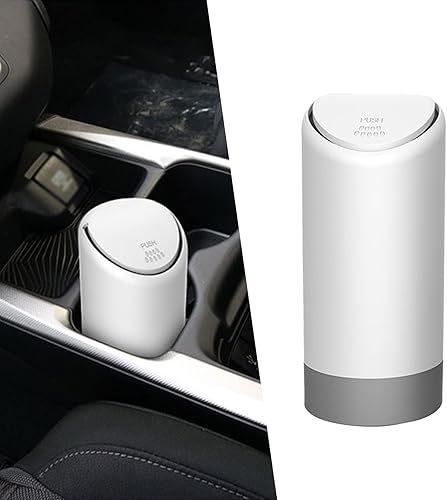 Miniatura 1 de Dewkou Paquete de 1 bote de basura para automóvil con tapa, 2.5 x 6.2 pulgadas, de silicona, portátil, impermeable, pequeño, tipo taza, cubo de