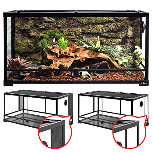 REPTI ZOO 50 Gallon Reptile Glass Tank Terrarium 2 in 1 Side Meshes and