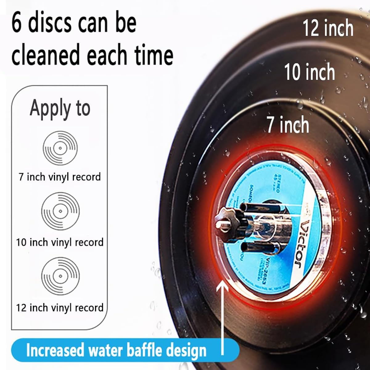 Pulitore ad ultrasuoni, 6,5 l, sistema di pulizia dei dischi in vinile con riscaldatore e timer, macchina professionale per la pulizia dei dischi, include 6 accessori
