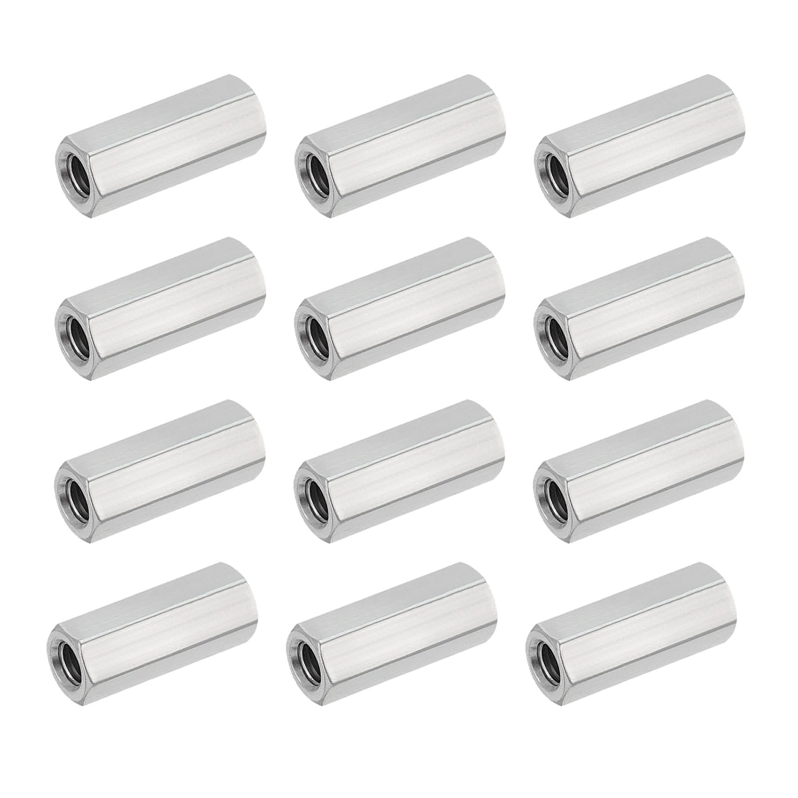 HiPicco Hex Coupling Nuts, 5/16-18 UNC 30mm/1.18" Length, 12 Pack 304 Stainless Steel Rod Coupling Nut for Threaded Rods & Studs