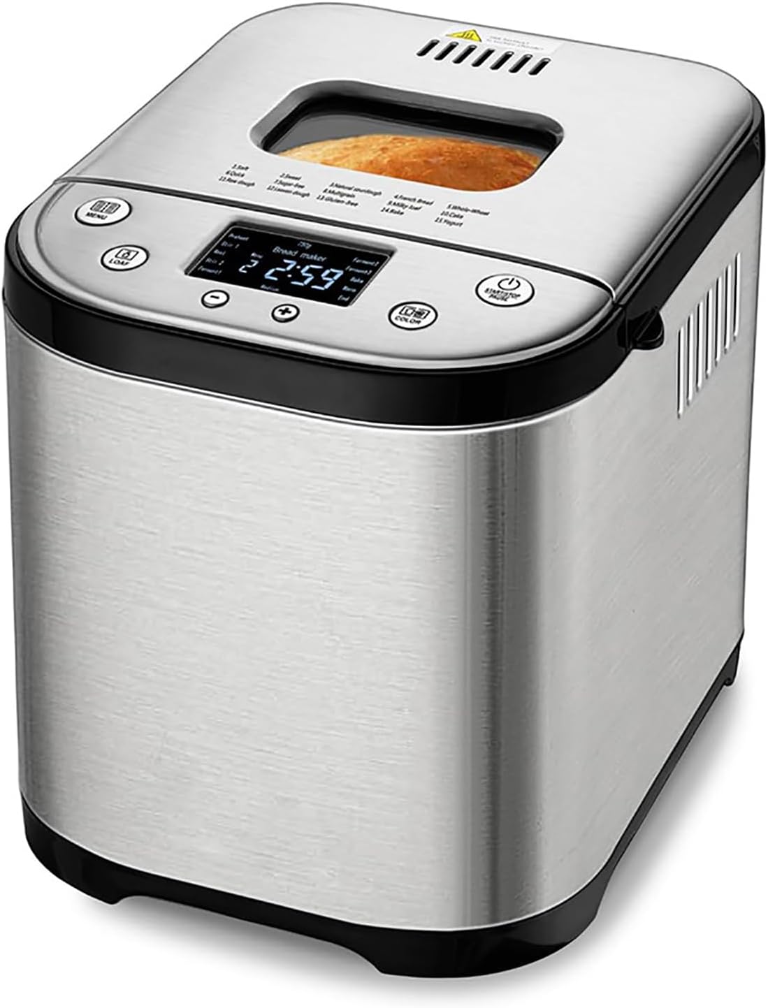 Bread Maker Machine, Automatic Breadmaker, Electric Cooker Toaster Makers, with 15 Preset Menus and Recipes, 15-hour Delay Timer Setting and 1-hour Keep Warm Setting, for Kitchen Baking Loaf