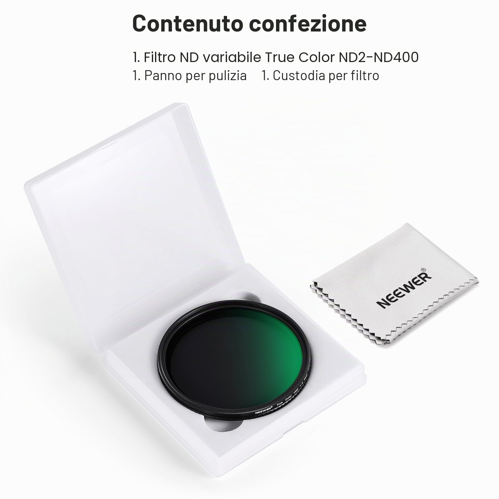 NEEWER Filtro True Color Variable ND2-ND400 da 67 mm, filtro VND a densità neutra regolabile con vetro ottico HD multi rivestito/telaio in alluminio/idrorepellente/resistente ai graffi