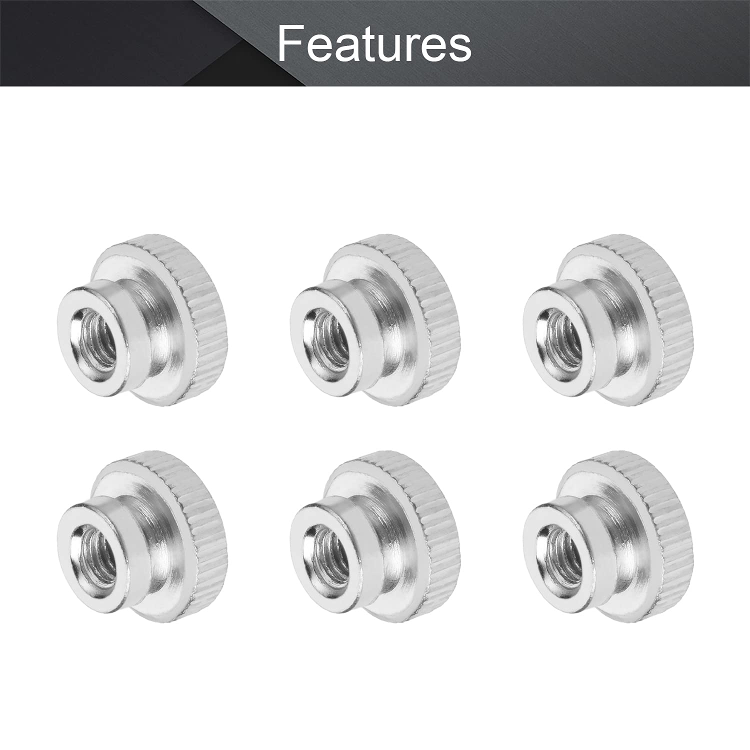 Bettomshin Knurled Thumb Nuts M4 Round Knobs with Zinc Plating Straight Flower Silver Tone 30Pcs