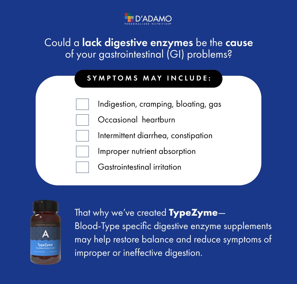D'Adamo Personalized Nutrition TypeZyme - Digestive Enzyme (Blood Type A) — Amazon image 4