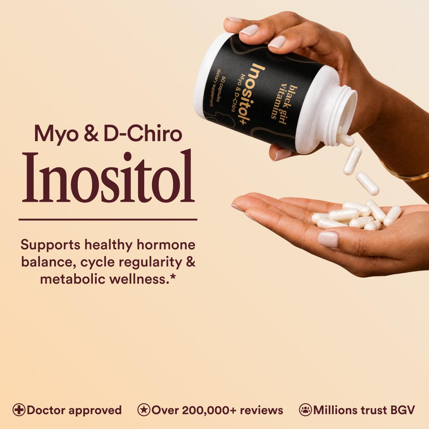 Black Girl Vitamins Inositol Supplement, 1000mg Myo + 25mg D-Chiro, Vegan Capsules to Support Hormone Balance, Healthy Ovarian & Menstrual Wellness, 60 Count — Amazon image 5
