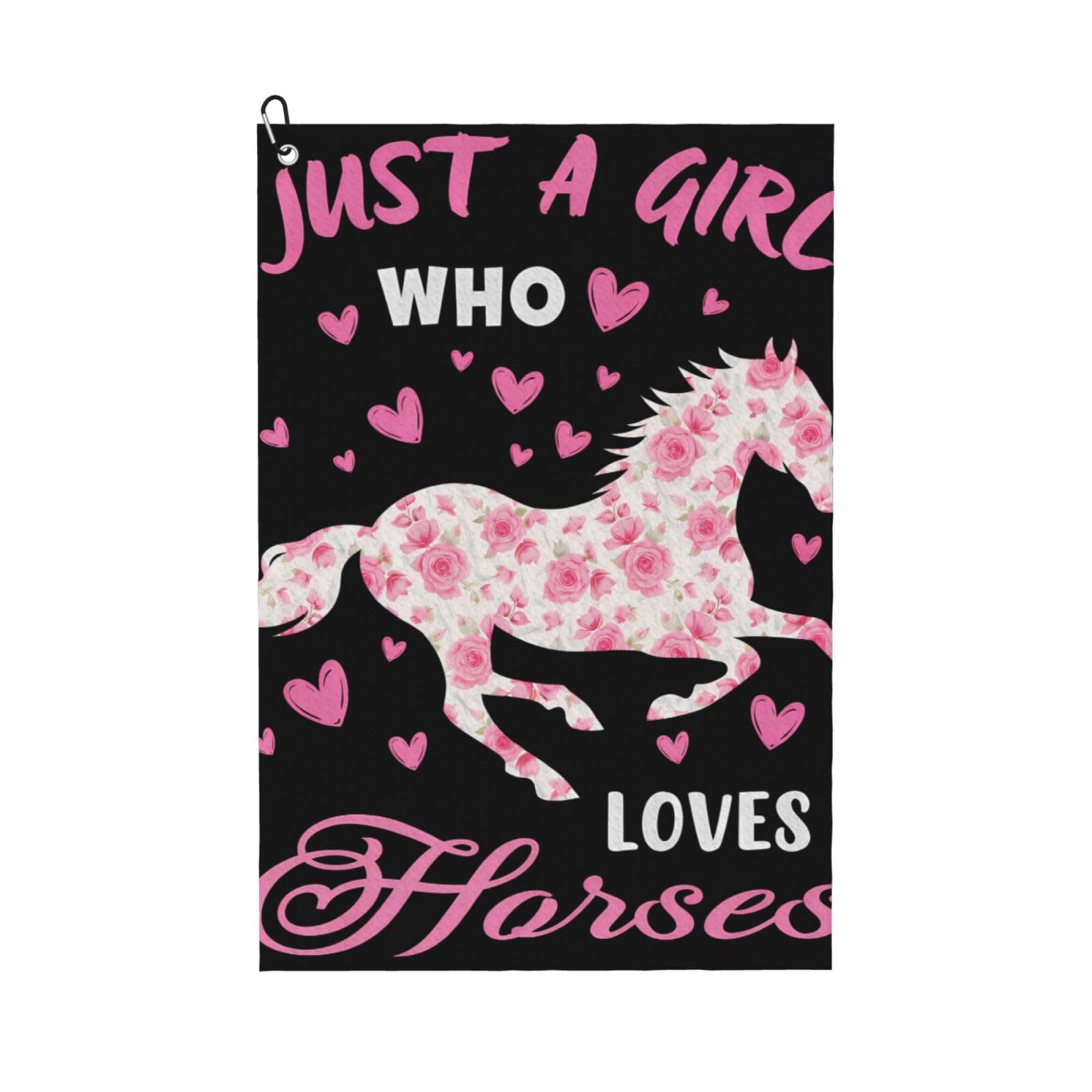Oudrspo Pink Flower Horse Multi-Functional Golf Towel | Absorbent Quick Drying 16x24in