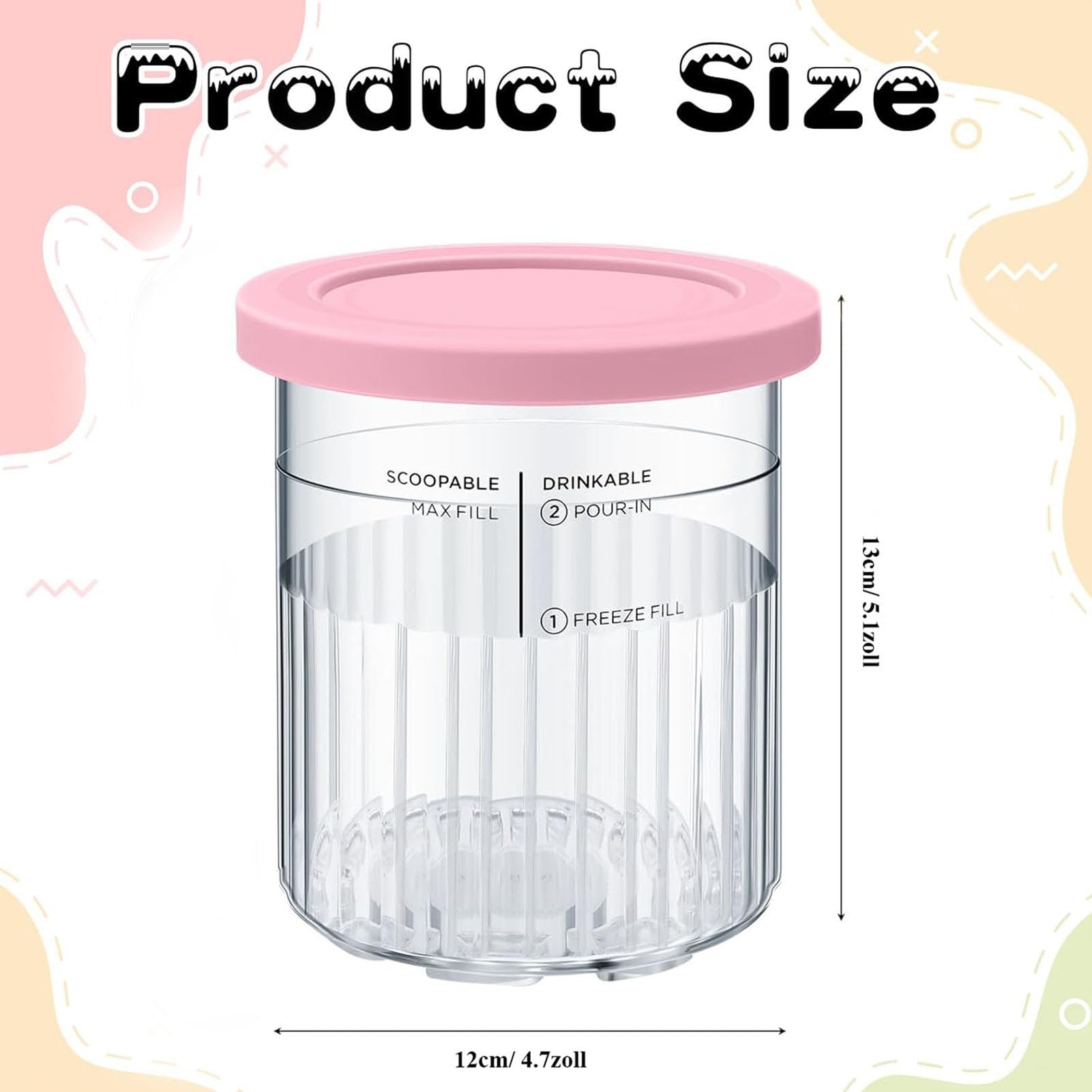 4 Stück Eiscreme-Behälter für Ninja Creami Deluxe NC501EU NC502EU Serie, 680 ml Zubehör für Ninja Ice Creami, BPA-frei und spülmaschinenfest