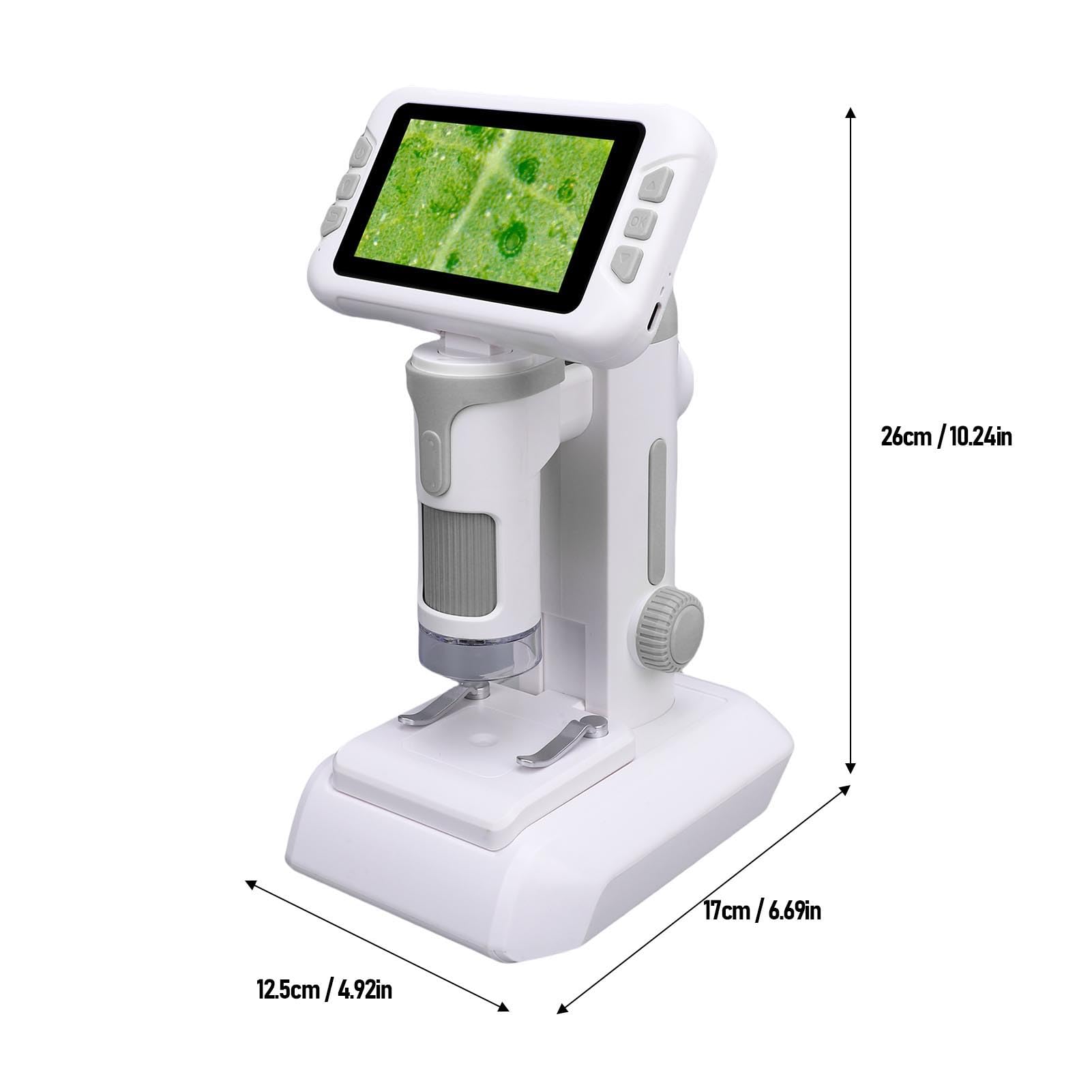 Microscopio Digitale per Bambini Microscopio da Tavolo Portatile 1600X per L'istruzione con Luce a LED, Ideale L'esplorazione dei Bambini Nelle Lezioni di Scienze (Grigio)