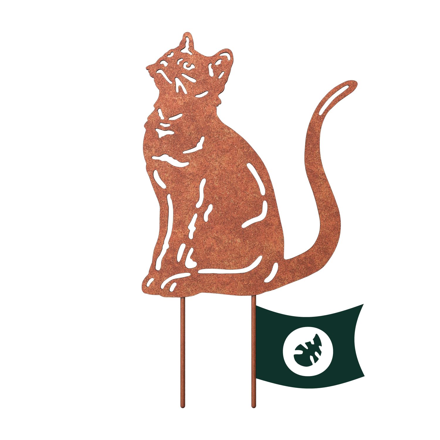 VERDOBA Katze Gartendeko Rost - Gartenstecker mit Rostpatina - Gartenstecker Rost - Blumentopf Katze aus stabilem Eisen - Rostdeko für Garten, Balkon & Terrasse