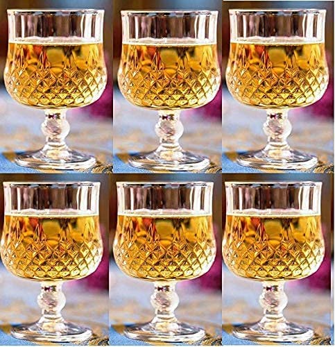 Image of Italian Style Classic White or Red Wine Glasses 160 ml Premium Crystal Clear Diamond Cut Glass | Perfect for Cocktail, Brandy, Mocktail, Champagne Set of (Small cry.$, 12)