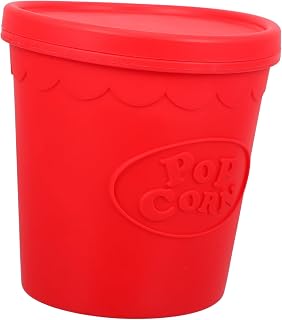 LABRIMP Cubo De Palomitas De Maíz De Silicona Color Rojo Recipiente Reutilizable Para Palomitas De Maíz Para Noches De Cine Casa