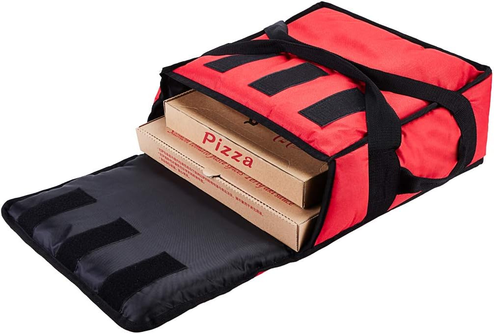 Pizza Bag, Thermal Pizza Delivery Bags Insulated Pizza Delivery Bag Pizza Boxes Professional Warmer Carrier Moisture Free for 3-12" or 3-14" (Red, 15"X15"X7")