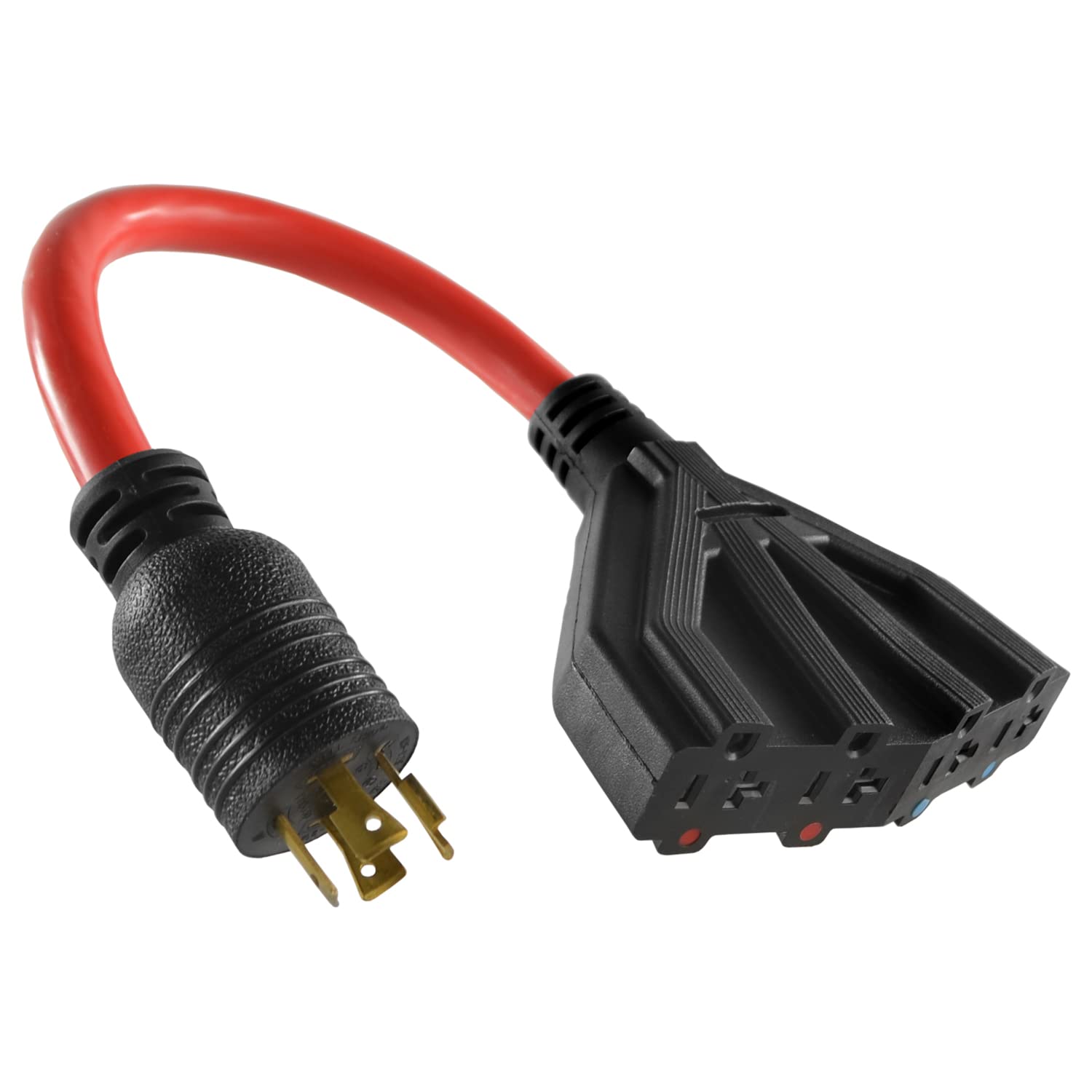Conntek 1.5-Feet 20-Amp L14-20P 125/250V to 4 15/20-Amp Female Connector and 4 Prong Generator Locking Extension Cord