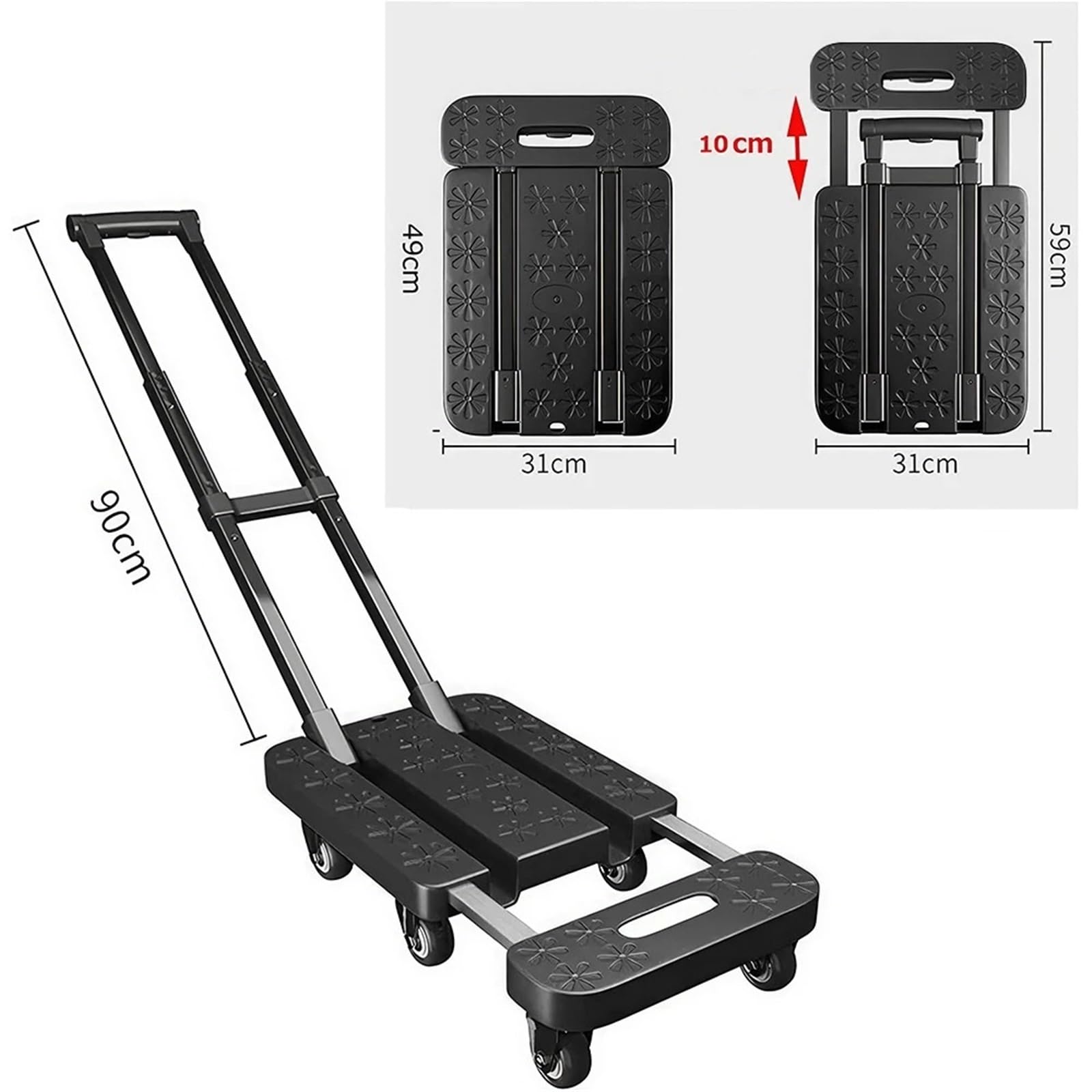 hogar Carretilla Carro de Transporte Carro Plataforma Plegable, Saco Mano, Carretilla Transporte, Resistente, 270KG