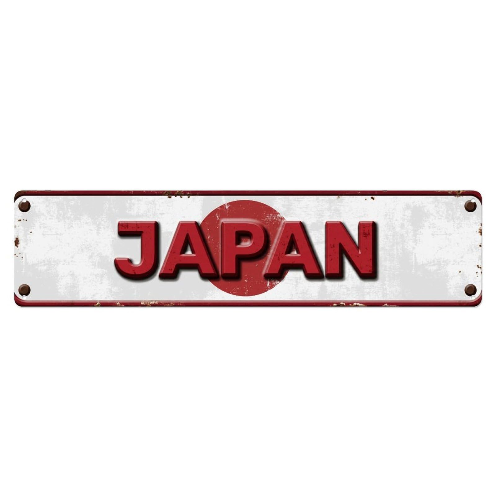 Metal Tin Sign Vintage Japan Flag Pattern