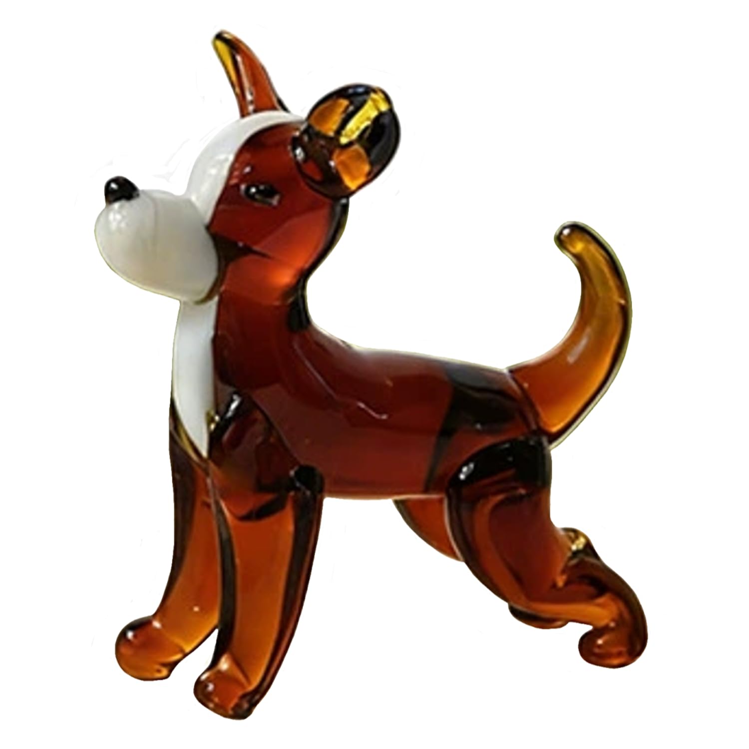 JTDZ Cute Shiba Inu Dog Figurine Art Handmade Blown Glass Animal Statue Collectible Desk Crystal Puppy Ornaments for Centerpiece Home Office Deco