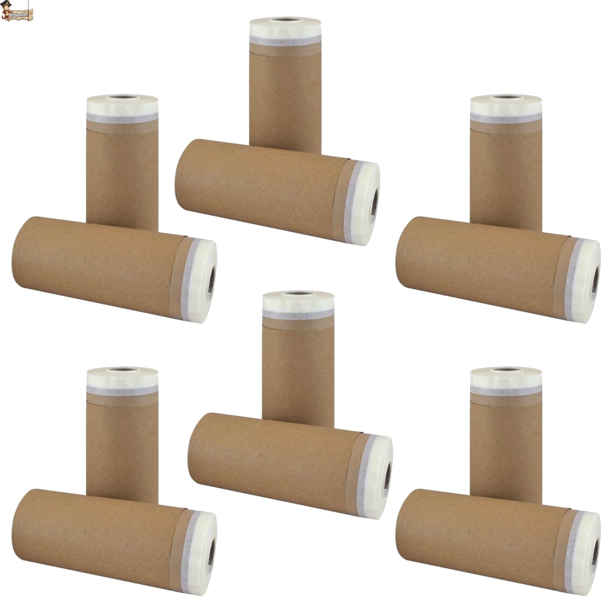 BricoLoco.com Cinta carrocero adhesiva pintura con papel kraft marrón ¡¡ 240 METROS!! (12x20 mts) Ancho 30 cms. Cinta pintor protector para pintar y enmascarar fácilmente (12 uds. 30 cms. x 20 mts.)
