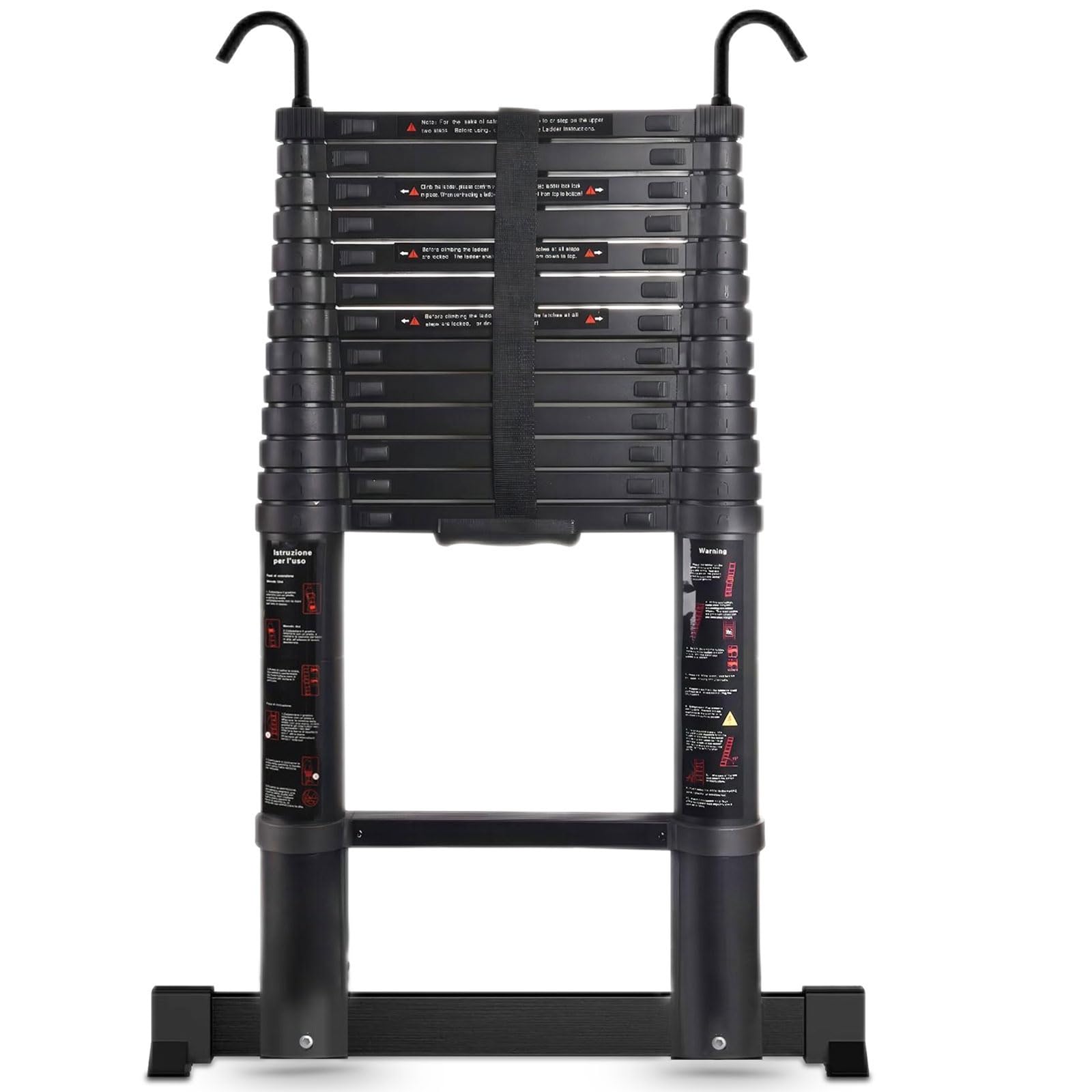 Telescopic Ladder 4.9m, Extension Ladder for Home Use, Extendable, Portable, Multi-Size Adjustment, Step Spacing 36cm, for Cleaning Windows, Repairing the Garden, etc.