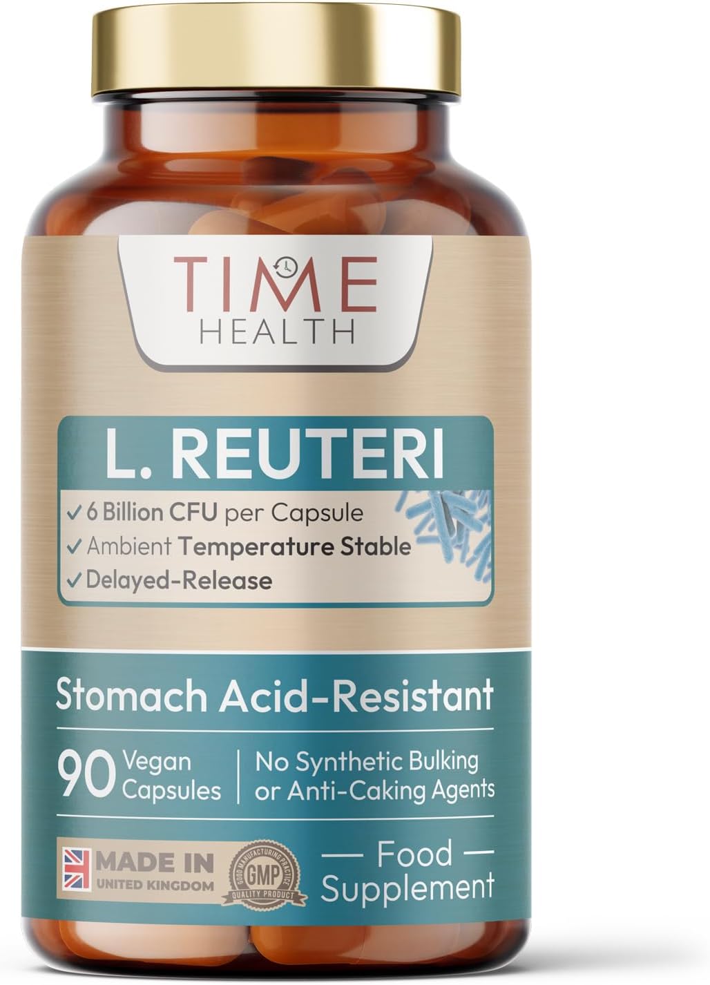 – Lactobacillus Reuteri – 6 Billion CFU – 90 Capsules – Shelf Stable L Reuteri – Vegan – GMP – UK Made Supplement