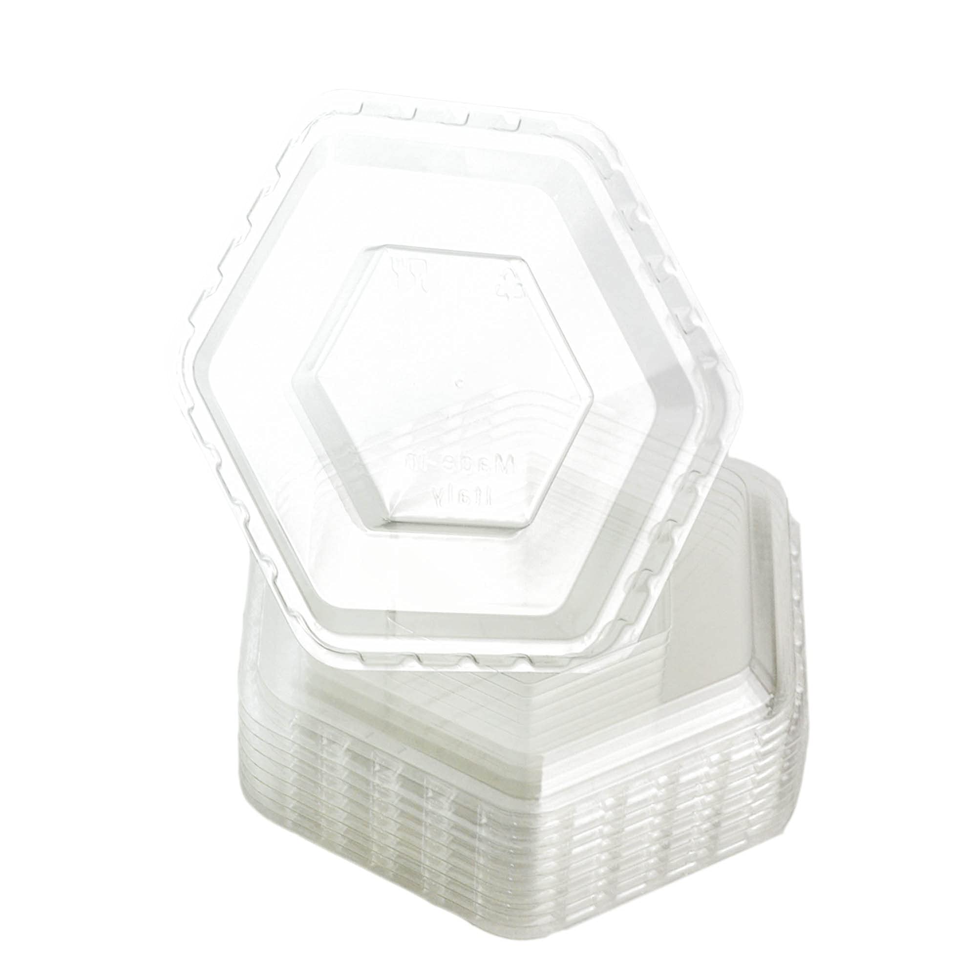DUE ESSE S.N.C. DI SABATINI ALDO & C. PZ 100 COPPETTA TRASPARENTE 150 CC (DIAMETRO 8,7 CM X ALTEZZA 5 CM) + COPERCHIO BASSO ESAGONALE IDEALE PER DOLCI, MOUSSE, MACEDONIE, GELATO E SEMIFREDDI