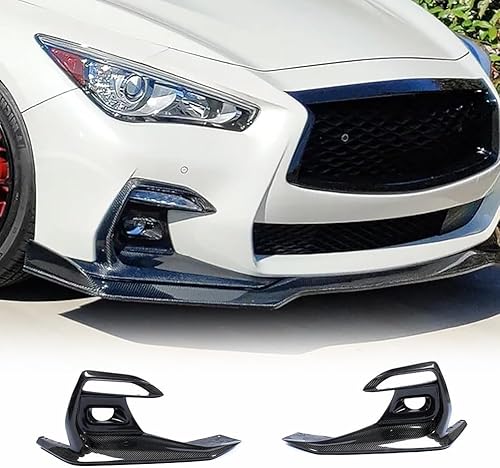 Cubierta delantera de fibra de carbono para luz antiniebla para Infiniti Q50 Sport Sedan 2018-2020 Ventilación de flujo de aire cubierta de entrada