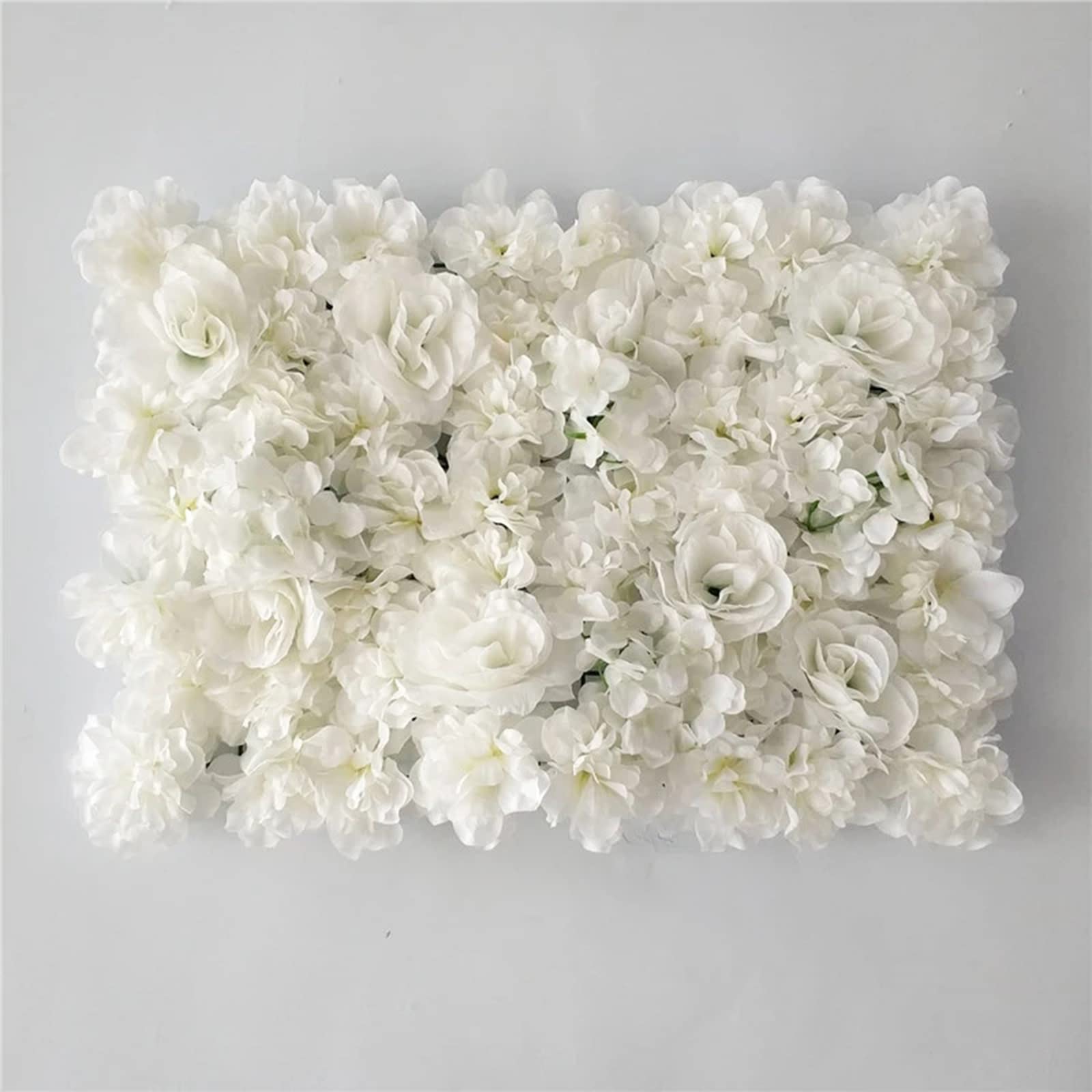 XQSSB Artificial Flower Wall Backdrop Romantic DIY White Color Wedding Decoration Birthday Party Shop Window Flowers Wall Panels Decor,5pcs