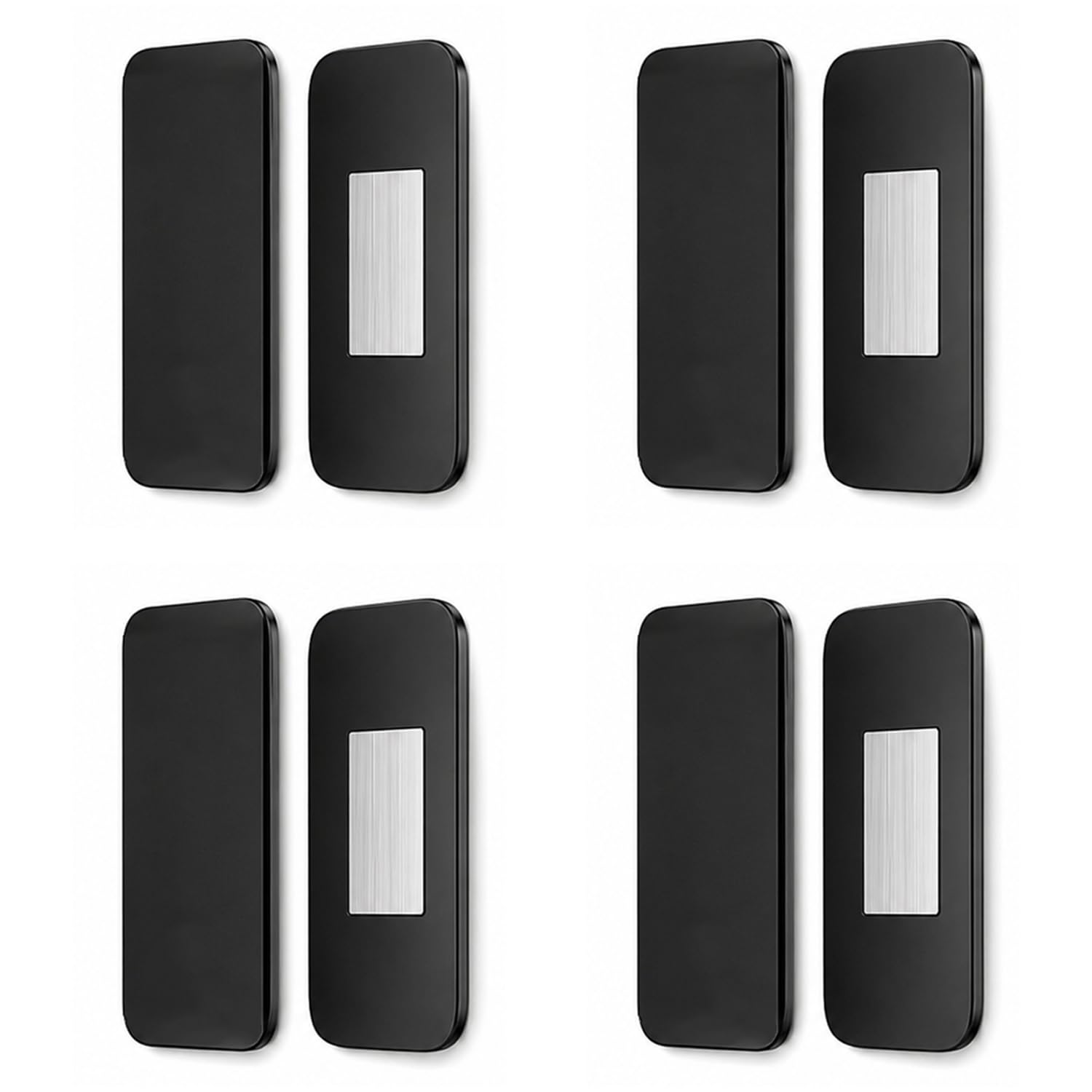 QZKJQDD 4 Pairs Magnetic Door Catch, Ultra Thin Door Magnet Cabinet Magnets, Self Adhesive Magnetic Cupboard Door Catch, Stainless Steel Door Magnets for Internal Doors, Cabinets, and Wardrobes, Black