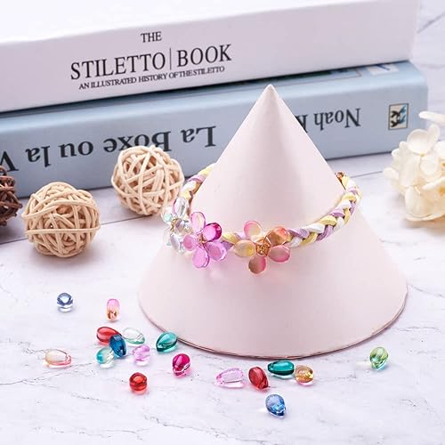 Miniatura 5 de Mega Pet 200 dijes de cuentas de vidrio transparente con forma de lágrima de color mixto, galvanizadas, cuentas perforadas de vidrio suave y