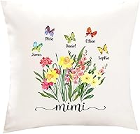 Vista 14 de Mimi - Almohada personalizada para abuela, diseño de flores y flores, regalo para abuela, mamá de hija, nietos, día de la madre, cumpleaños