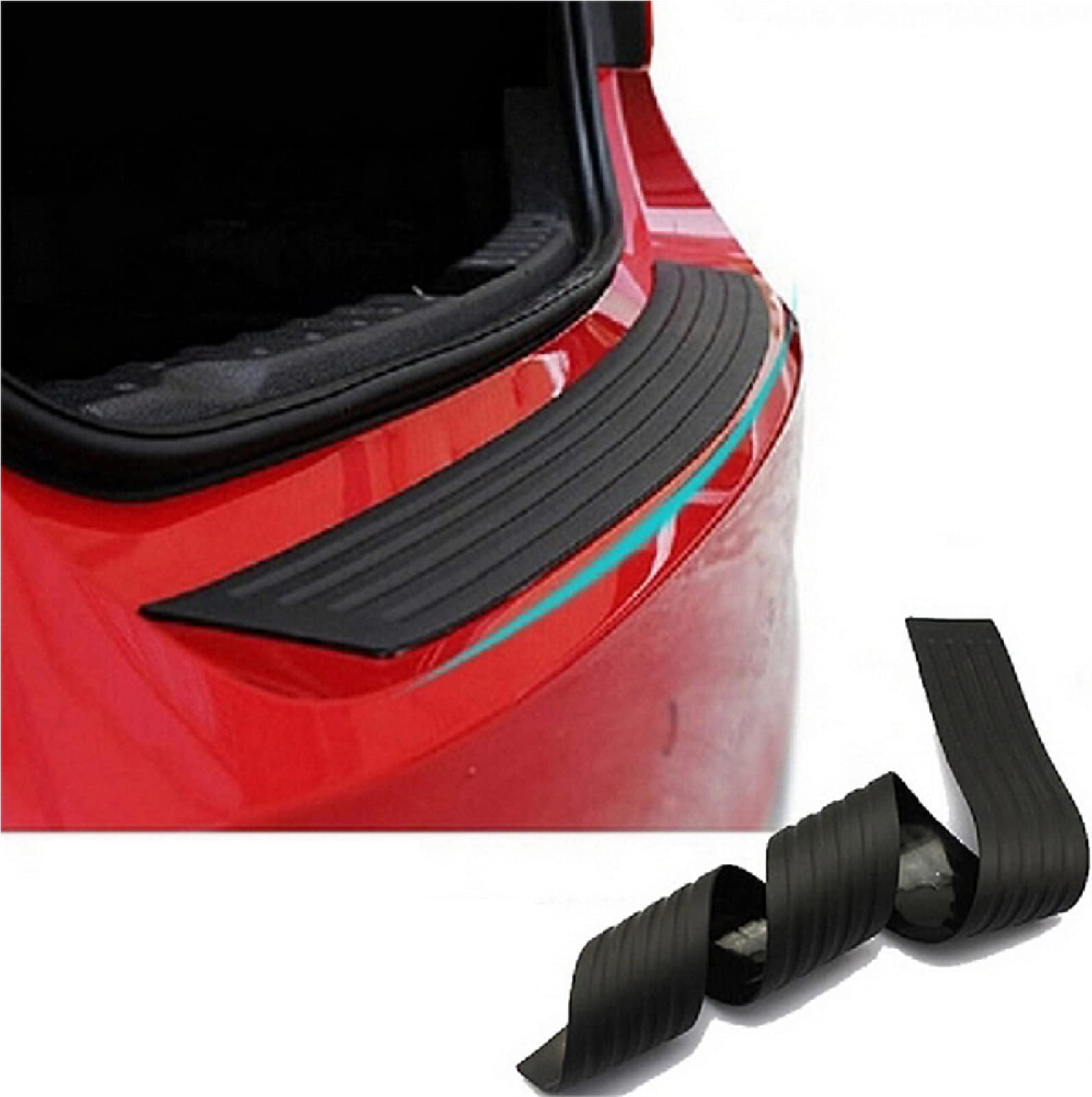 Rear Bumper Protector, Rear Bumper Guard Black Rubber Scratch Durable and Flexible, Rubber Bumper Protector for SUV/Cars, Easy D.I.Y. Installation(35.8Inch)