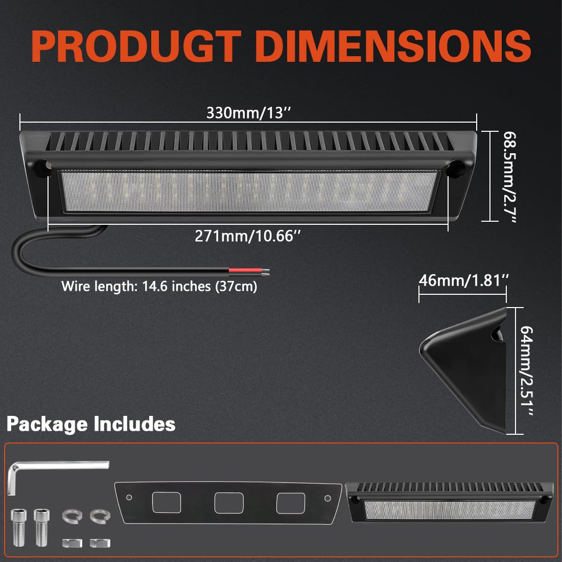 Luci a LED 12V, Luci per tende da sole 13" esterne per camper, roulotte, veicoli ricreazionali, camper, furgoni e barche